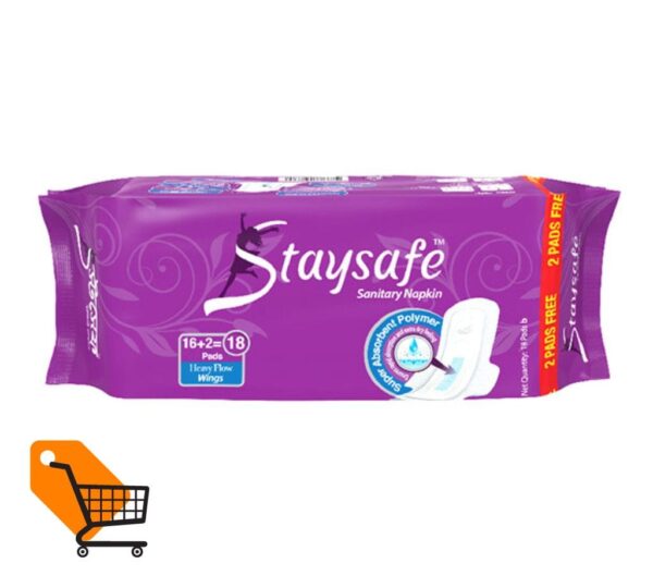 Staysafe Sanitary Napkin 16+2=18 Pads (Heavy Flow Wings)