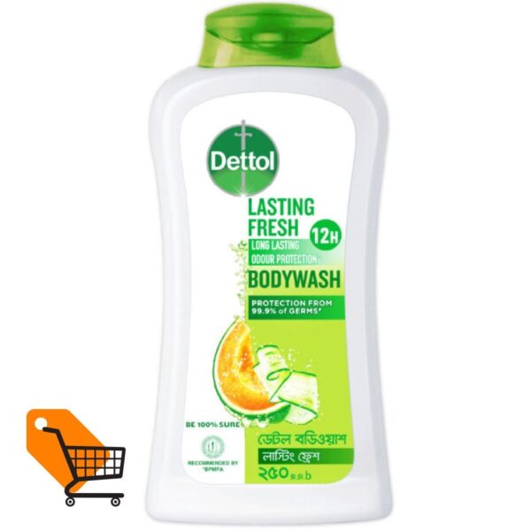 Dettol Lasting Fresh Body Wash Shower Gel Melon & Cucumber Fragrance with 12 Hour Odour Protection 250ml