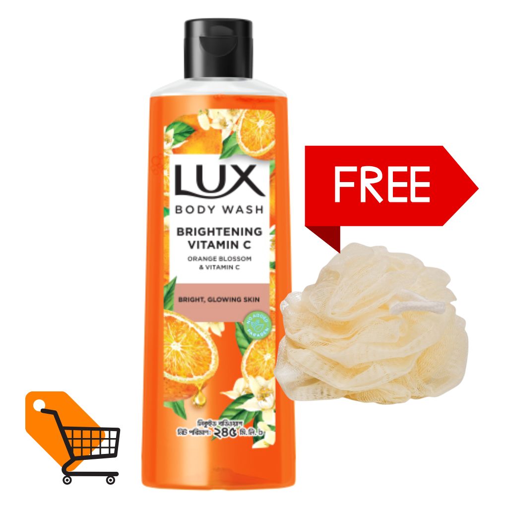 Lux Body Wash Brightening Orange Blossom Vitamin C 245ml (Free Loofah)