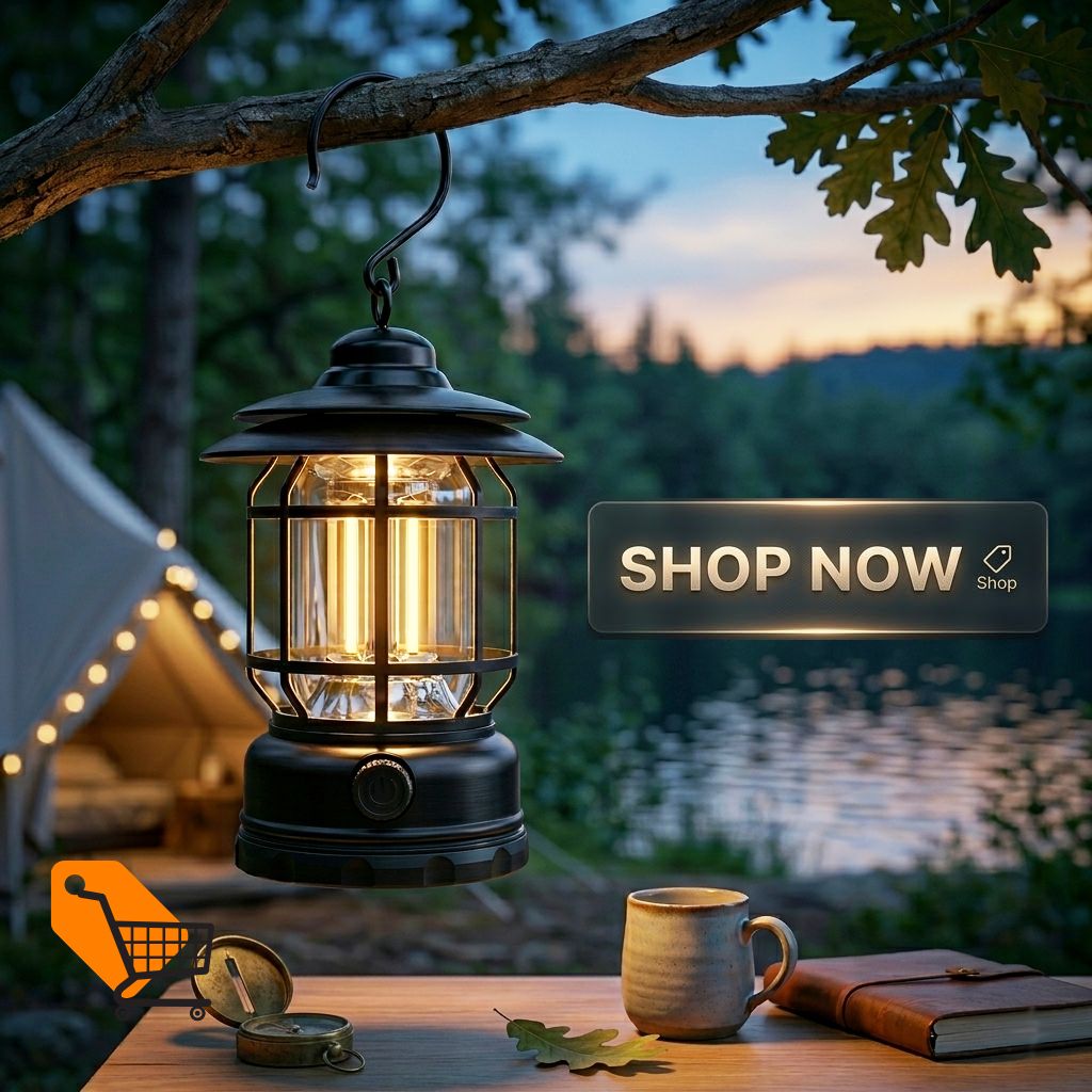 Portable Multifunctional Outdoor Hanging Metal Rechargeable LED Camping Lamp